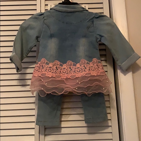 Jean 2 piece girls toddler pants & jacket outfit - Picture 2 of 8